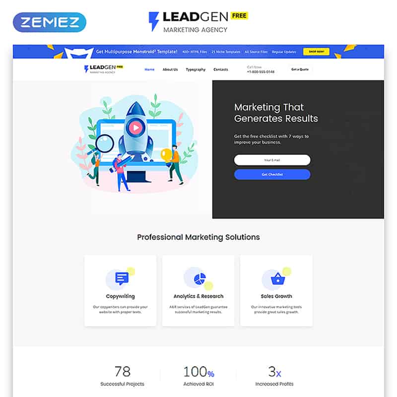 Free HTML5 Theme for Marketing Agency