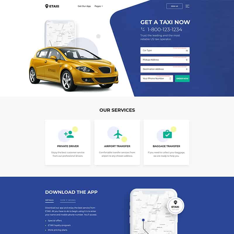Taxi Service Website Template