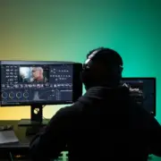 Man infront of computer doing video editing